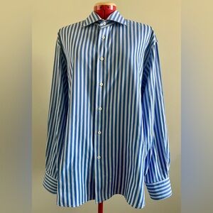 Charles Tyrwhitt Blue and White Striped Dress Shirt